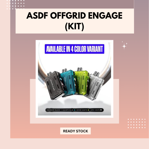 ASDF Offgrid Engage Starter Kit modular vape device showing the premium metallic chassis and reinforced magnetic pod connector, fully compatible with Vapetape Unplug.